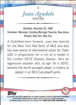 2012 Topps U.S. Olympic Team & Hopefuls - Silver #3 Juan Agudelo Back