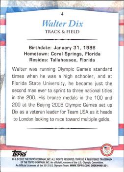 2012 Topps U.S. Olympic Team & Hopefuls - Silver #4 Walter Dix Back