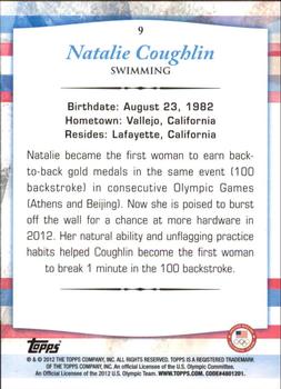 2012 Topps U.S. Olympic Team & Hopefuls - Silver #9 Natalie Coughlin Back