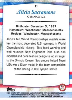 2012 Topps U.S. Olympic Team & Hopefuls - Silver #11 Alicia Sacramone Back