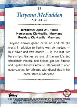 2012 Topps U.S. Olympic Team & Hopefuls - Silver #18 Tatyana McFadden Back