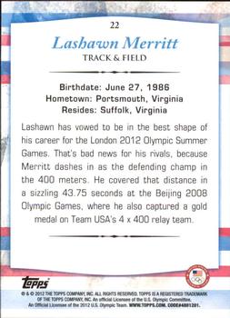 2012 Topps U.S. Olympic Team & Hopefuls - Silver #22 Lashawn Merritt Back
