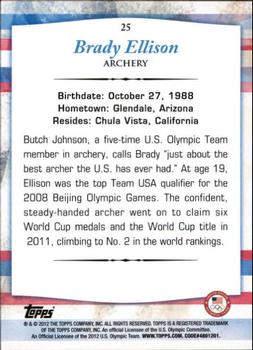 2012 Topps U.S. Olympic Team & Hopefuls - Silver #25 Brady Ellison Back