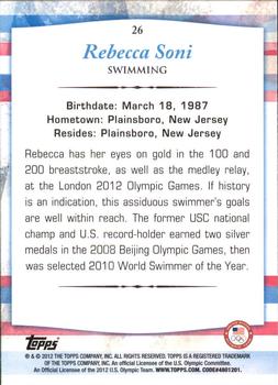 2012 Topps U.S. Olympic Team & Hopefuls - Silver #26 Rebecca Soni Back