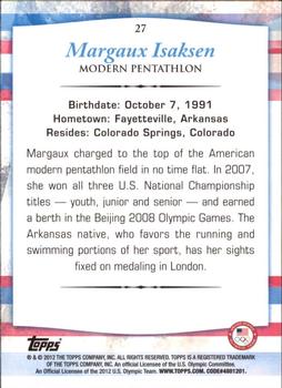 2012 Topps U.S. Olympic Team & Hopefuls - Silver #27 Margaux Isaksen Back