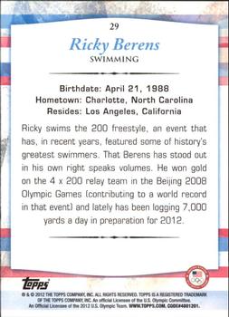 2012 Topps U.S. Olympic Team & Hopefuls - Silver #29 Ricky Berens Back