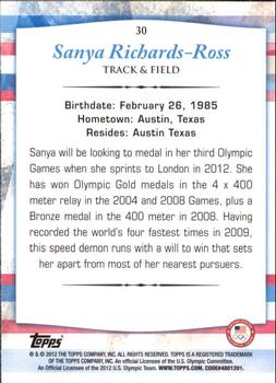 2012 Topps U.S. Olympic Team & Hopefuls - Silver #30 Sanya Richards-Ross Back