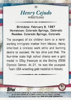 2012 Topps U.S. Olympic Team & Hopefuls - Silver #33 Henry Cejudo Back