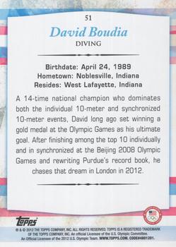 2012 Topps U.S. Olympic Team & Hopefuls - Silver #51 David Boudia Back