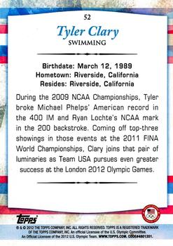 2012 Topps U.S. Olympic Team & Hopefuls - Silver #52 Tyler Clary Back