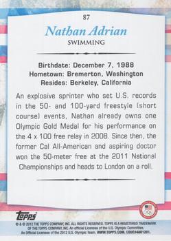 2012 Topps U.S. Olympic Team & Hopefuls - Silver #87 Nathan Adrian Back