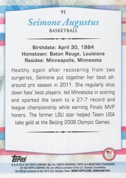 2012 Topps U.S. Olympic Team & Hopefuls - Silver #91 Seimone Augustus Back