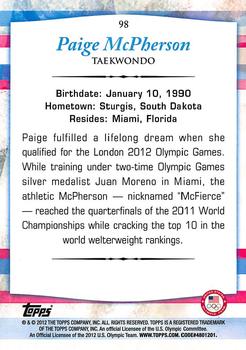 2012 Topps U.S. Olympic Team & Hopefuls - Silver #98 Paige McPherson Back