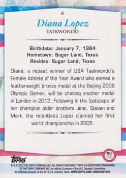2012 Topps U.S. Olympic Team & Hopefuls - Silver #6 Diana Lopez Back