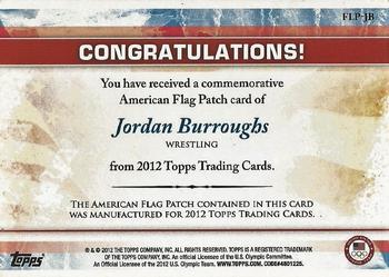 2012 Topps U.S. Olympic Team & Hopefuls - U.S. Flag Patch #FLP-JB Jordan Burroughs Back