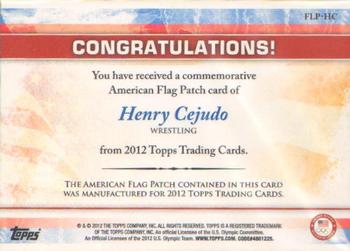 2012 Topps U.S. Olympic Team & Hopefuls - U.S. Flag Patch #FLP-HC Henry Cejudo Back