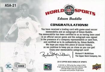 2010 Upper Deck World of Sports - All-Sport Apparel Memorabilia Autographs #ASA-21 Edson Buddle Back