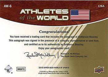 2010 Upper Deck World of Sports - Athletes of the World Autographs #AW-6 DaMarcus Beasley Back