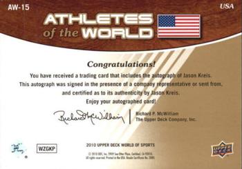 2010 Upper Deck World of Sports - Athletes of the World Autographs #AW-15 Jason Kreis Back