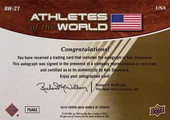2010 Upper Deck World of Sports - Athletes of the World Autographs #AW-27 Ken Shamrock Back