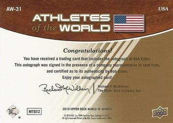 2010 Upper Deck World of Sports - Athletes of the World Autographs #AW-31 Bob Estes Back