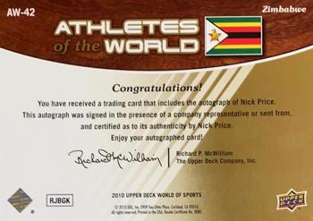 2010 Upper Deck World of Sports - Athletes of the World Autographs #AW-42 Nick Price Back