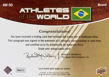 2010 Upper Deck World of Sports - Athletes of the World Autographs #AW-50 Anderson Silva Back