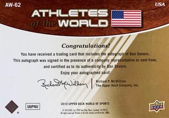 2010 Upper Deck World of Sports - Athletes of the World Autographs #AW-62 Dan Severn Back