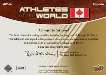 2010 Upper Deck World of Sports - Athletes of the World Autographs #AW-67 Georges St-Pierre Back