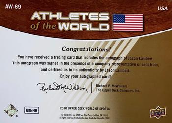 2010 Upper Deck World of Sports - Athletes of the World Autographs #AW-69 Jason Lambert Back