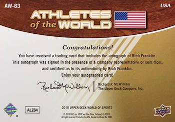 2010 Upper Deck World of Sports - Athletes of the World Autographs #AW-83 Rich Franklin Back
