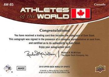 2010 Upper Deck World of Sports - Athletes of the World Autographs #AW-85 Sam Stout Back
