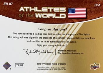 2010 Upper Deck World of Sports - Athletes of the World Autographs #AW-87 Tim Sylvia Back