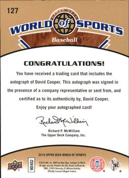2010 Upper Deck World of Sports - Autographs #127 David Cooper Back