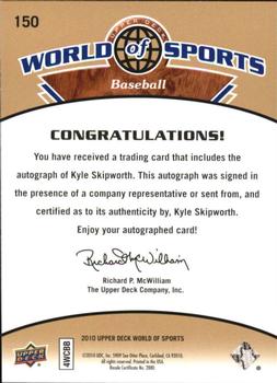 2010 Upper Deck World of Sports - Autographs #150 Kyle Skipworth Back