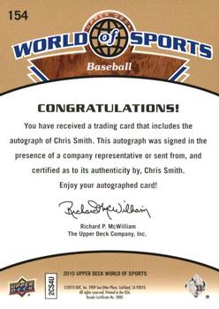 2010 Upper Deck World of Sports - Autographs #154 Chris Smith Back