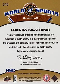 2010 Upper Deck World of Sports - Autographs #345 Tubby Smith Back
