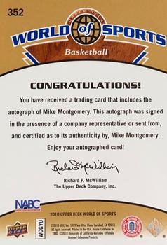 2010 Upper Deck World of Sports - Autographs #352 Mike Montgomery Back