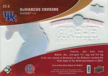 2010 Upper Deck World of Sports - Clear Competitors #CC-6 DeMarcus Cousins Back