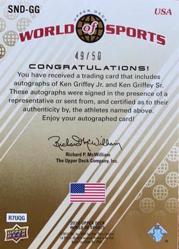 2010 Upper Deck World of Sports - Sports Nation Autographs Dual #SND-GG Ken Griffey Jr. / Ken Griffey Sr. Back