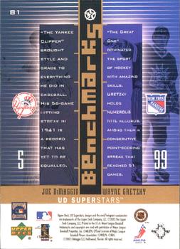 2002-03 UD SuperStars - Benchmarks #B1 Wayne Gretzky / Joe DiMaggio Back