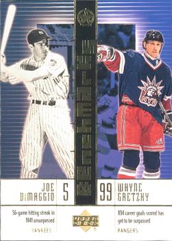 2002-03 UD SuperStars - Benchmarks #B1 Wayne Gretzky / Joe DiMaggio Front
