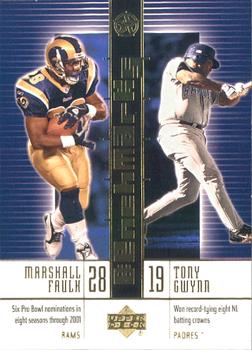 2002-03 UD SuperStars - Benchmarks #B3 Marshall Faulk / Tony Gwynn Front
