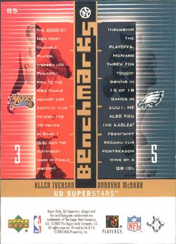 2002-03 UD SuperStars - Benchmarks #B5 Allen Iverson / Donovan McNabb Back