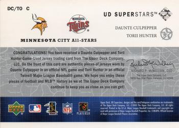 2002-03 UD SuperStars - City All-Stars Dual Jersey #DC/TO-C Daunte Culpepper / Torii Hunter Back