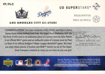 2002-03 UD SuperStars - City All-Stars Dual Jersey #FP/PL-C Felix Potvin / Paul Lo Duca Back