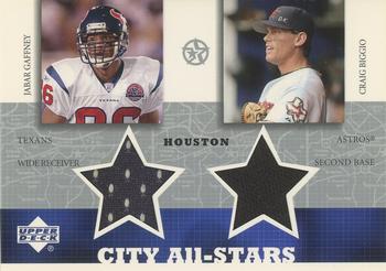 2002-03 UD SuperStars - City All-Stars Dual Jersey #JG/CB-C Jabar Gaffney / Craig Biggio Front