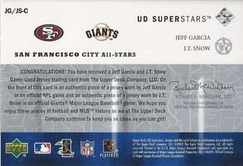2002-03 UD SuperStars - City All-Stars Dual Jersey #JG/JS-C Jeff Garcia / J.T. Snow Back