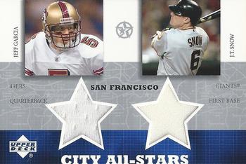 2002-03 UD SuperStars - City All-Stars Dual Jersey #JG/JS-C Jeff Garcia / J.T. Snow Front