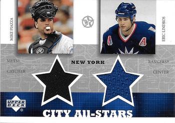 2002-03 UD SuperStars - City All-Stars Dual Jersey #MP/EL-C Mike Piazza / Eric Lindros Front